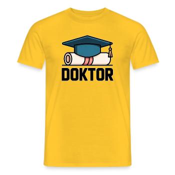 Doktorhut Urkunde – Abschluss, Promotion, Geschenk - Männer T-Shirt - Gelb - Vorne - AI Model Male 178 dark (178cm)