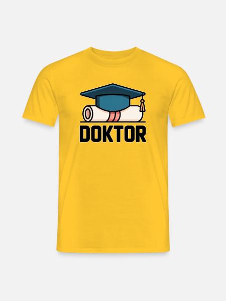 Doktorhut Urkunde – Abschluss, Promotion, Geschenk - Männer T-Shirt - Gelb
