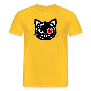 Chat noir aux yeux rouges - T-shirt homme - jaune - Devant - AI Model Male 178 dark (178cm)
