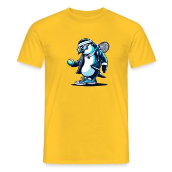 Tennis Penguin Cool Player Racket Ball - Men's T-Shirt - yellow - Front - AI Model Male 178 dark (178cm)