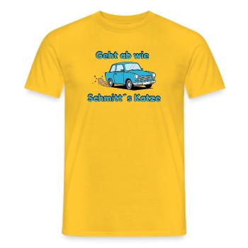 Geht ab wie Schmitts Katze DDR-Auto - Männer T-Shirt - Gelb - Vorne - AI Model Male 178 dark (178cm)