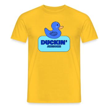 Duckin’ Awesome Blue Duck Design - Men's T-Shirt - yellow - Front - AI Model Male 178 dark (178cm)