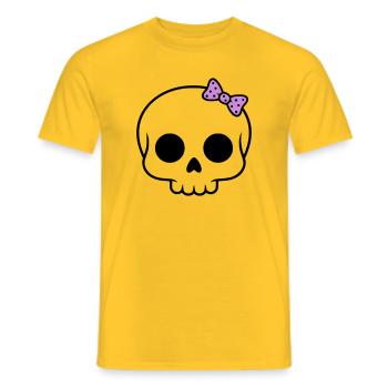 Süßer Totenkopf mit Schleife | Girly Goth - Männer T-Shirt - Gelb - Vorne - AI Model Male 178 dark (178cm)
