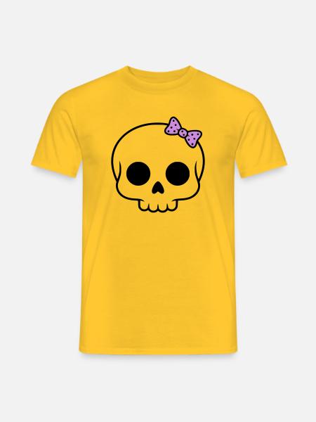 Cute skull with bow | Girly Goth - Men's T-Shirt - yellow