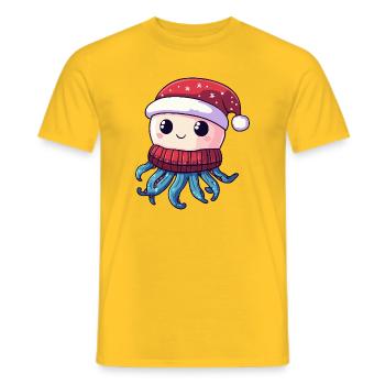 Qualle Weihnachten - Männer T-Shirt - Gelb - Vorne - AI Model Male 178 dark (178cm)