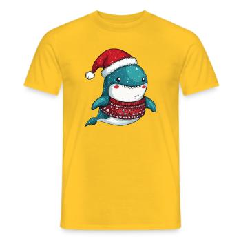 Wal Weihnachten - Männer T-Shirt - Gelb - Vorne - AI Model Male 178 dark (178cm)