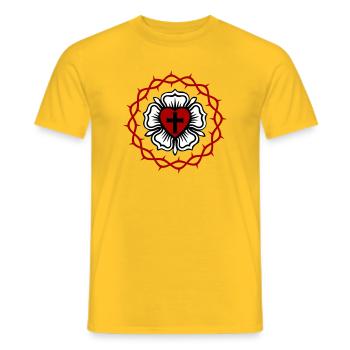 Lutherische Rose und Dornenkrone - Männer T-Shirt - Gelb - Vorne - AI Model Male 178 dark (178cm)