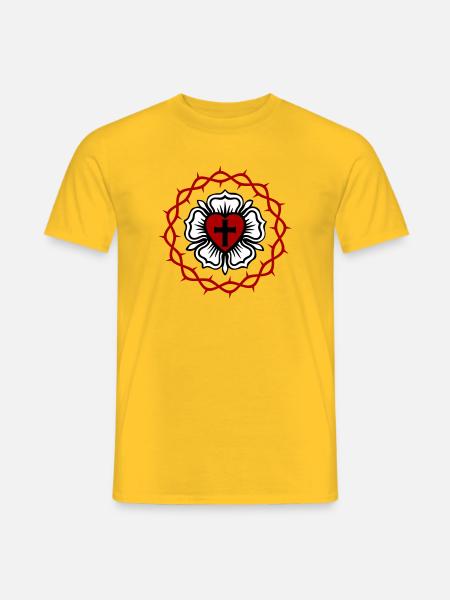 Lutherische Rose und Dornenkrone - Männer T-Shirt - Gelb