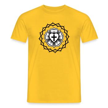 Lutherische Rose und Dornenkrone - Männer T-Shirt - Gelb - Vorne - AI Model Male 178 dark (178cm)