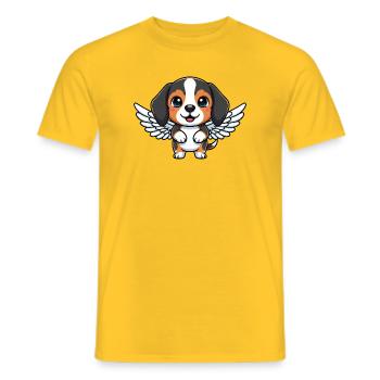 Mignon Beagle Chien Ange Dessin Animé Ailes Petit Ami - T-shirt homme - jaune - Devant - AI Model Male 178 dark (178cm)