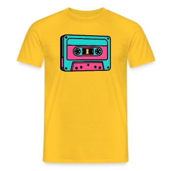 Neon Kassette Popart 80er Jahre - Männer T-Shirt - Gelb - Vorne - AI Model Male 178 dark (178cm)