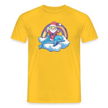 Dolphin Santa Claus Christmas - Men's T-Shirt - yellow - Front - AI Model Male 178 dark (178cm)