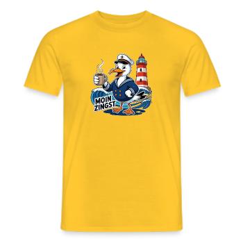 Moin Zingst – Maritime Möwe Küsten Humor - Männer T-Shirt - Gelb - Vorne - AI Model Male 178 dark (178cm)