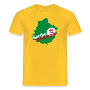 Carte Sarthe Verte 72  - T-shirt homme - jaune - Devant - AI Model Male 178 dark (178cm)