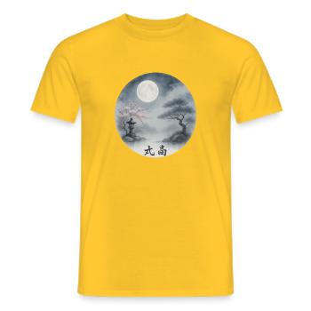Moonlit Night Zen Ukiyoe Landscape - Men's T-Shirt - yellow - Front - AI Model Male 178 dark (178cm)