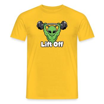 Alien Power Lift - Men's T-Shirt - yellow - Front - AI Model Male 178 dark (178cm)