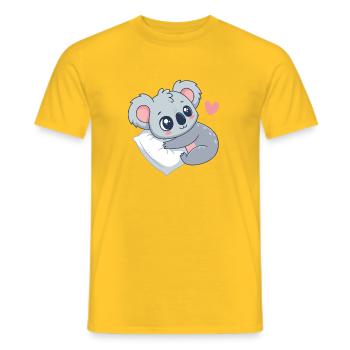 Cuddly Koala on Pastel Cushion - Men's T-Shirt - yellow - Front - AI Model Male 178 dark (178cm)
