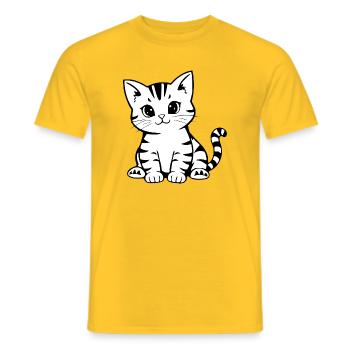 Katze Kätzchen Katzenshirt Katzen T-shirt Geschenk - Männer T-Shirt - Gelb - Vorne - AI Model Male 178 dark (178cm)