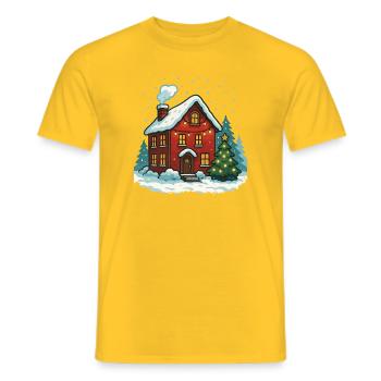 Winterhaus mit Lichterglanz - Männer T-Shirt - Gelb - Vorne - AI Model Male 178 dark (178cm)