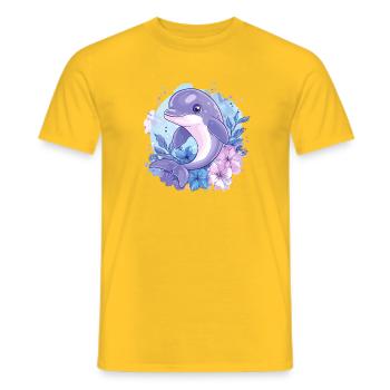 Dolphin in the flower circle - Men's T-Shirt - yellow - Front - AI Model Male 178 dark (178cm)