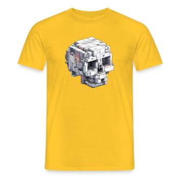Conception de crâne en bloc - Look d’art numérique - T-shirt homme - jaune - Devant - AI Model Male 178 dark (178cm)