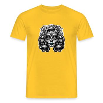 La Catrina - Männer T-Shirt - Gelb - Vorne - AI Model Male 178 dark (178cm)