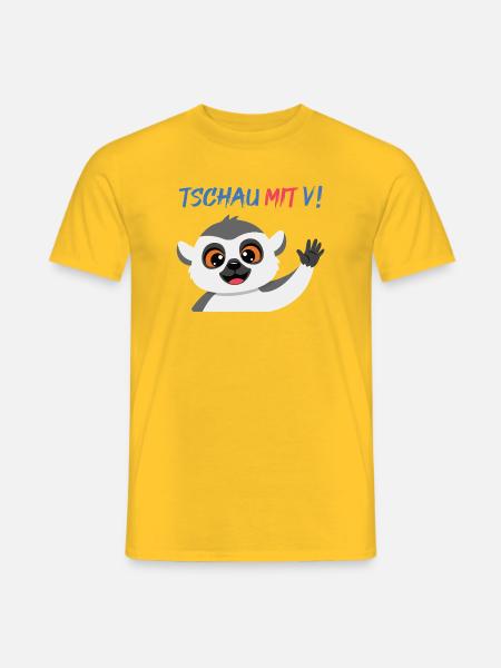 Äffchen verabschiedet sich: Tschau Mit V - Männer T-Shirt - Gelb