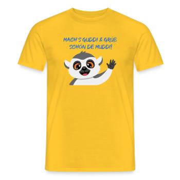 Lemur Grüßt Muddi Liebevoll - Männer T-Shirt - Gelb - Vorne - AI Model Male 178 dark (178cm)