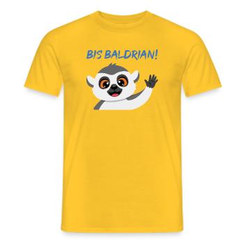Panda Gruß Mascot Bis Baldrian! - Männer T-Shirt - Gelb - Vorne - AI Model Male 178 dark (178cm)