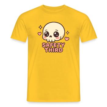 Safety Third Skull Funny Safety Third - Men's T-Shirt - yellow - Front - AI Model Male 178 dark (178cm)