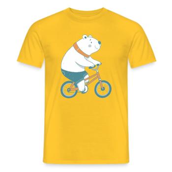 Eisbär auf orangem Fahrrad - Männer T-Shirt - Gelb - Vorne - AI Model Male 178 dark (178cm)