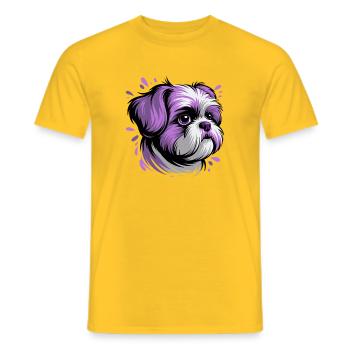 Portrait de tête de chien violet - T-shirt homme - jaune - Devant - AI Model Male 178 dark (178cm)
