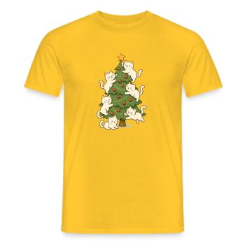 Katze Weihnachtsbaum Laune, Kätzchen - Männer T-Shirt - Gelb - Vorne - AI Model Male 178 dark (178cm)