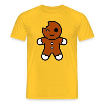 lustiger angebissener lebkuchenmann weihnachten - Männer T-Shirt - Gelb - Vorne - AI Model Male 178 dark (178cm)