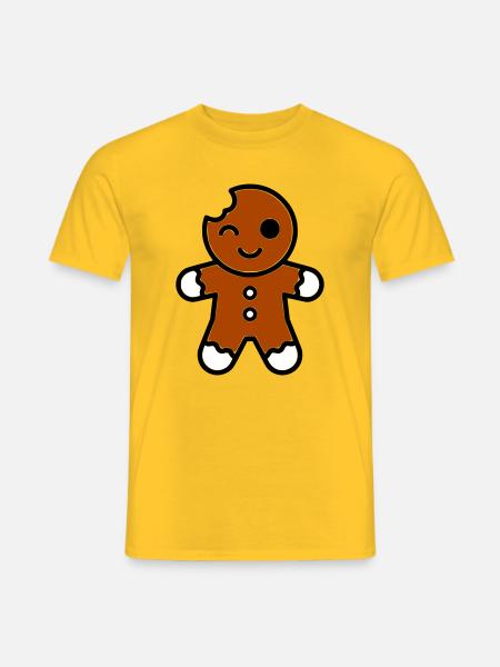 Funny bitten gingerbread man christmas - Men's T-Shirt - yellow