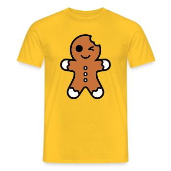 lustiger angebissener lebkuchenmann weihnachten - Männer T-Shirt - Gelb - Vorne - AI Model Male 178 dark (178cm)