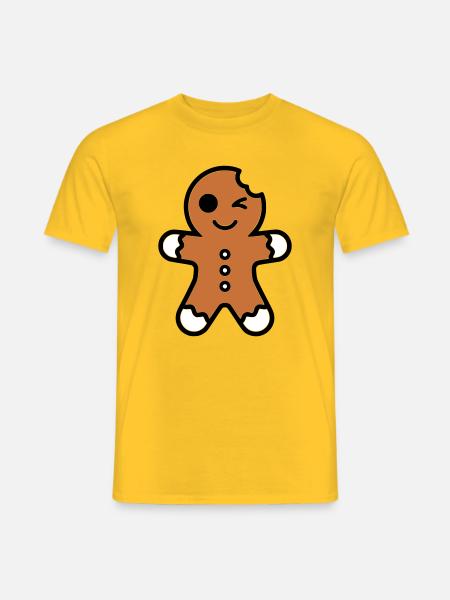 Funny bitten gingerbread man christmas - Men's T-Shirt - yellow