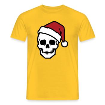 Creepy Skeleton with Santa Hat Biker Horro - Men's T-Shirt - yellow - Front - AI Model Male 178 dark (178cm)