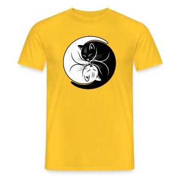 Yin-Yang Chats Noir Blanc Symbole d’Harmonie - T-shirt homme - jaune - Devant - AI Model Male 178 dark (178cm)