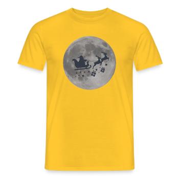 Magical Full Moon Night with Santa & Reindeer - Men's T-Shirt - yellow - Front - AI Model Male 178 dark (178cm)