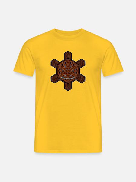 Fractal Evolution Mandala Goa Psy Rave Festival - Men's T-Shirt - yellow