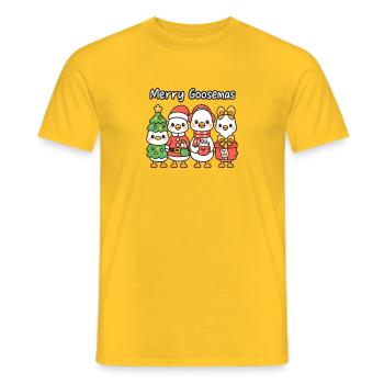 Merry Goosemas Quartet, Kawaii Ducks - Men's T-Shirt - yellow - Front - AI Model Male 178 dark (178cm)