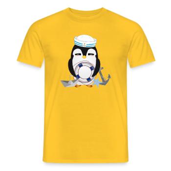 Pingouin mignon comme un marin dans un look marine - T-shirt homme - jaune - Devant - AI Model Male 178 dark (178cm)