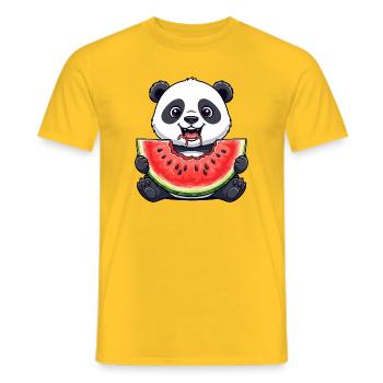 Süßer Panda Cartoon Wassermelone Sommer Obst - Männer T-Shirt - Gelb - Vorne - AI Model Male 178 dark (178cm)