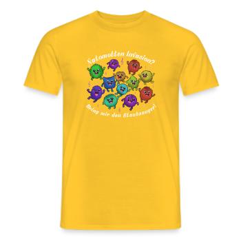 Staubmonster-Invasion: Bunte Plüschmonster - Männer T-Shirt - Gelb - Vorne - AI Model Male 178 dark (178cm)