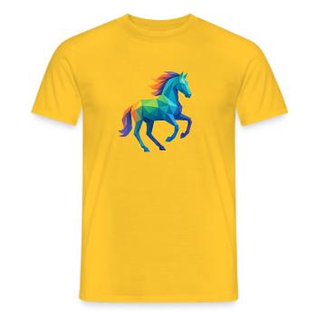 Buntes Low-Poly Pferd - Reiten - Männer T-Shirt - Gelb - Vorne - AI Model Male 178 dark (178cm)