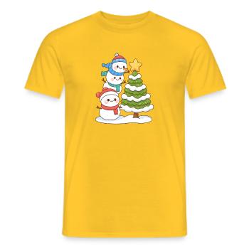 Trio enneigé et breloque sapin de Noël - T-shirt homme - jaune - Devant - AI Model Male 178 dark (178cm)