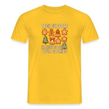 Tech Support Cookies Humor Illustration - Men's T-Shirt - yellow - Front - AI Model Male 178 dark (178cm)