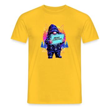 Joyeux Noël - Synthwave Gnome des années 80 - T-shirt homme - jaune - Devant - AI Model Male 178 dark (178cm)