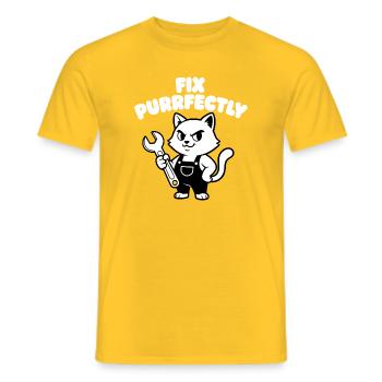 Fix Purrfectly Katze Mechaniker - Männer T-Shirt - Gelb - Vorne - AI Model Male 178 dark (178cm)